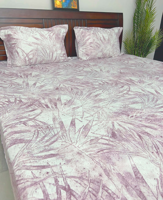 Palm Leaf- 300 TC, Superior Cotton, King Size Bedsheet Set