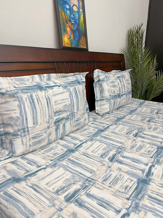 Patterned - 300 TC, Superior Cotton, King Size Bedsheet Set